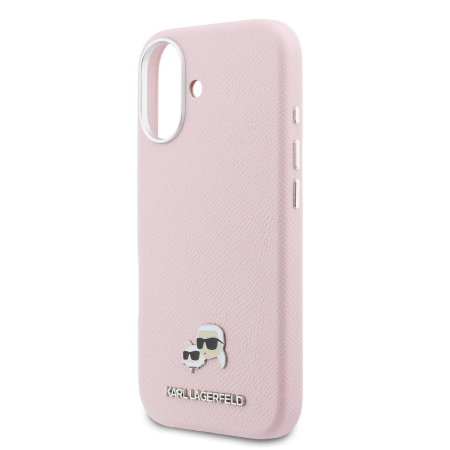 Husa iPhone 17, Karl Lagerfeld PU Karl and Choupette Heads Pins MagSafe, Pink [4]