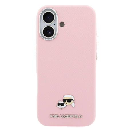 Husa iPhone 17, Karl Lagerfeld PU Karl and Choupette Heads Pins MagSafe, Pink [1]