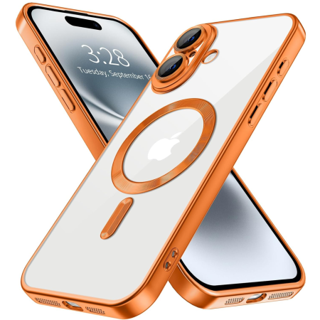 IPHONE 17 - Husa iPhone 17, Luxury MagSafe Anti-Shock cu Protectie Lentile Camera, Cosmic Orange