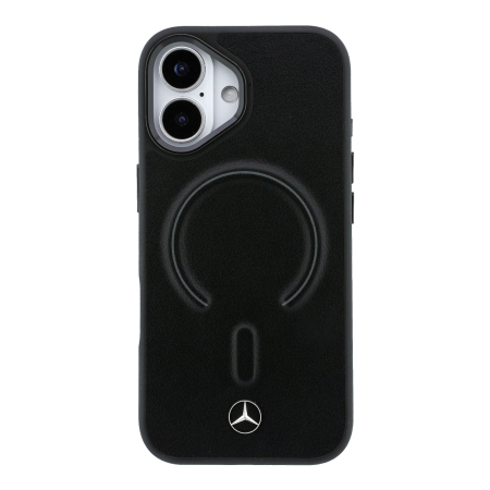 Husa iPhone 17, Mercedes PU Leather 3D MagSafe, Black [1]