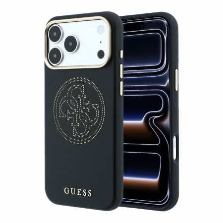 IPHONE 18 PRO - Husa iPhone 17 Pro/ 18 Pro, Guess PU Semi Wrap Perforated 4G Logo MagSafe, Black
