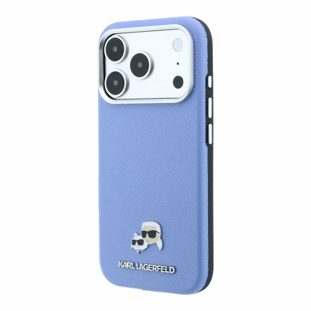 Husa iPhone 17 Pro/ 18 Pro, Karl Lagerfeld PU Grained Semi Wrap K&CH Heads Magsafe Blue [2]