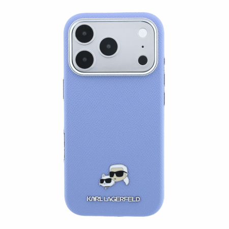 Husa iPhone 17 Pro/ 18 Pro, Karl Lagerfeld PU Grained Semi Wrap K&CH Heads Magsafe Blue [1]