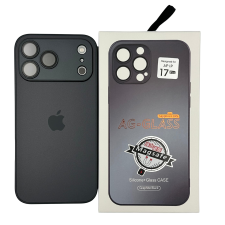 Husa iPhone 17 Pro, AG Glass MagSafe, Sticla si Silicon cu Protectie Lentile Camera, Negru Grafit - Mat [7]