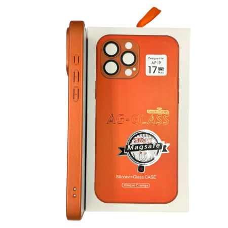 Husa iPhone 17 Pro, AG Glass MagSafe, Sticla si Silicon cu Protectie Lentile Camera, Orange - Mat [1]