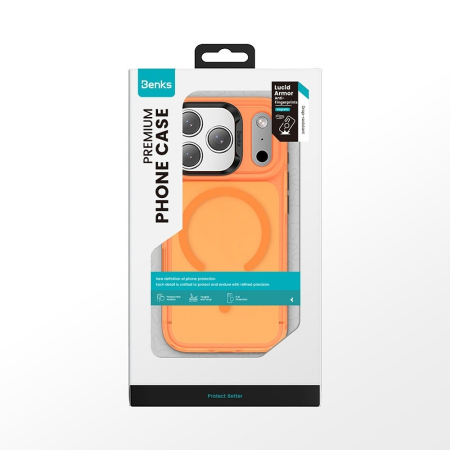 Husa iPhone 17 Pro, Benks MagSafe, Camera Control, Lucid Armor Anti-Fingerprint, Orange [6]