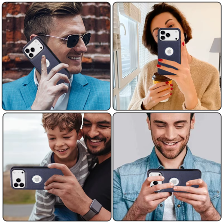 Husa iPhone 17 Pro Max, Business din Piele, Blue [4]