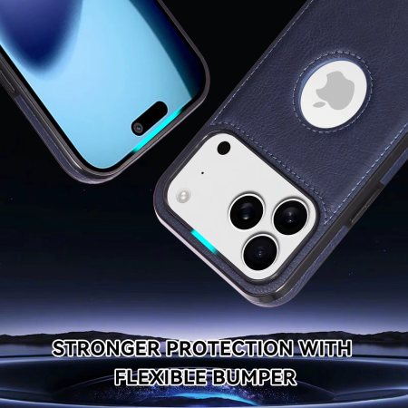 Husa iPhone 16E/ 17E, Business din Piele, Blue [3]