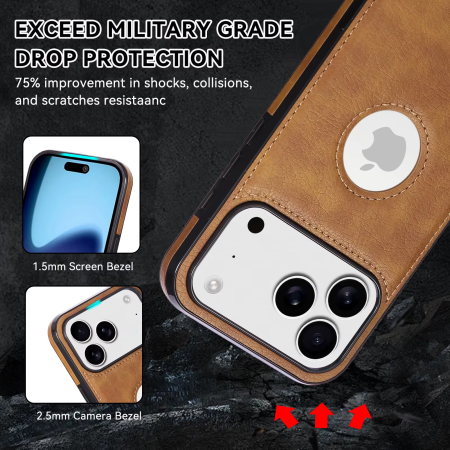 Husa iPhone 17 Pro, Business din Piele, Brown [6]