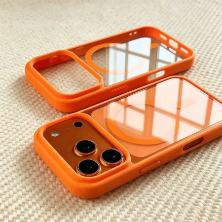Husa iPhone 17 Pro/ 18 Pro, Crystal Clear MagSafe, Orange [1]