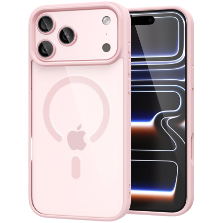 IPHONE 17 PRO - Husa iPhone 17 Pro, Crystal Clear MagSafe, Pink