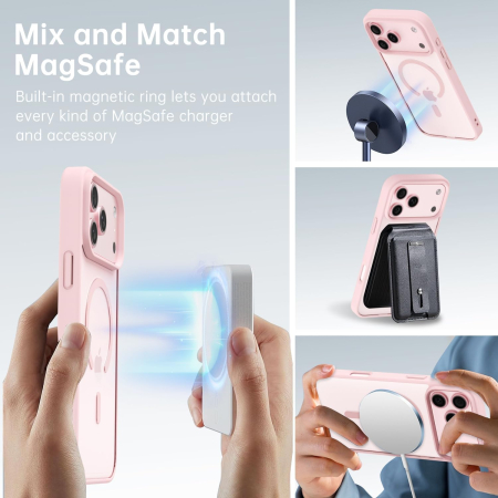 Husa iPhone 17 Pro Max, Crystal Clear MagSafe, Pink [3]