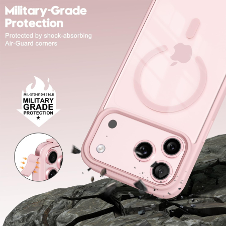 Husa iPhone 17 Pro, Crystal Clear MagSafe, Pink [2]