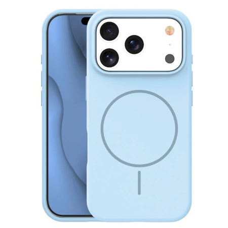 IPHONE 17 PRO - Husa iPhone 17 Pro din Silicon cu Microfibra la Interior si MagSafe, Baby Blue