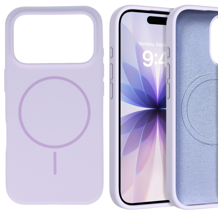Husa iPhone 17 Pro din Silicon cu Microfibra la Interior si MagSafe, Lila [3]