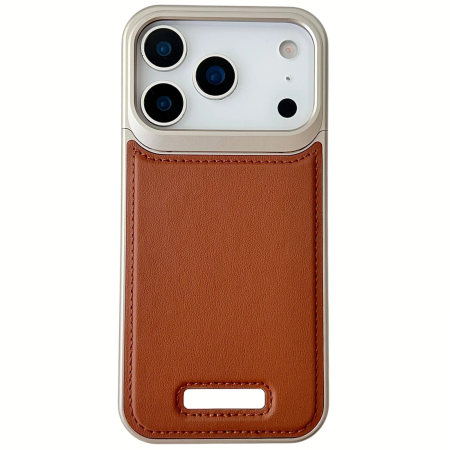 IPHONE 17 PRO - Husa iPhone 17 Pro, Dur Aluminiu si Piele cu MagSafe, Brown