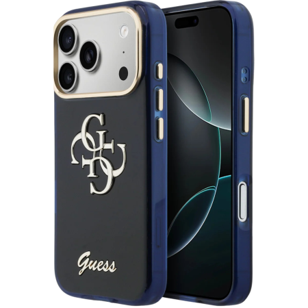 IPHONE 17 PRO - Husă iPhone 17 Pro Guess IML 4G Script Metal Logo, Blue