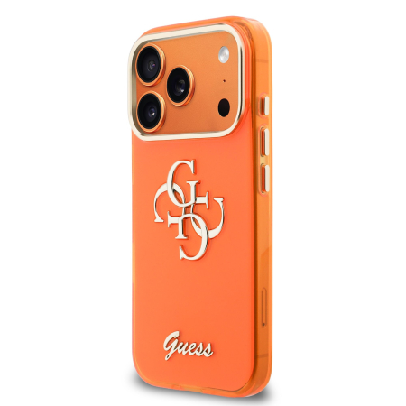 Husa iPhone 17 Pro Max, Guess IML 4G Script Metal Logo, Orange [2]