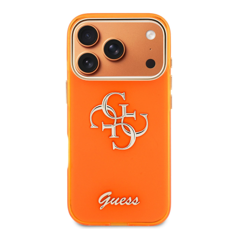 Husa iPhone 17 Pro Max, Guess IML 4G Script Metal Logo, Orange [1]
