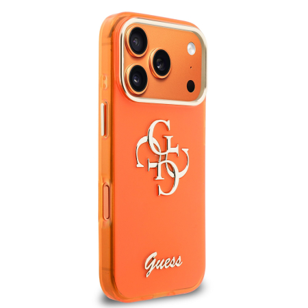 Husa iPhone 17 Pro Max, Guess IML 4G Script Metal Logo, Orange [3]