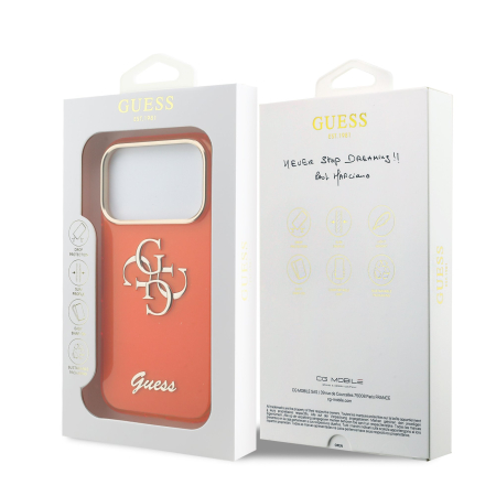 Husa iPhone 17 Pro Max, Guess IML 4G Script Metal Logo, Orange [6]