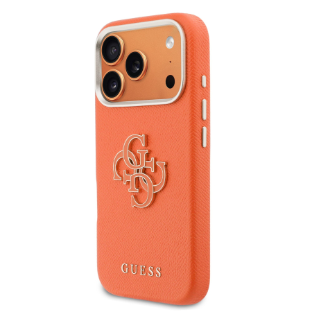 Husa iPhone 17 Pro Max, Guess PU Grained 4G Resin Metal Logo, Orange [3]