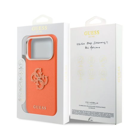 Husa iPhone 17 Pro Max, Guess PU Grained 4G Resin Metal Logo, Orange [6]