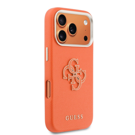 Husa iPhone 17 Pro Max, Guess PU Grained 4G Resin Metal Logo, Orange [2]