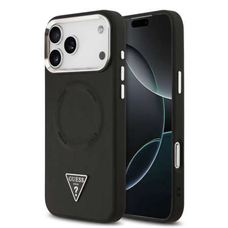 IPHONE 17 PRO - Husa iPhone 17 Pro Guess PU Leather Triangle Logo MagSafe, Black