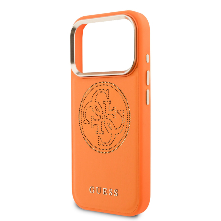 Husa iPhone 17 Pro Max, Guess PU Perforated 4G Logo MagSafe, Orange [4]