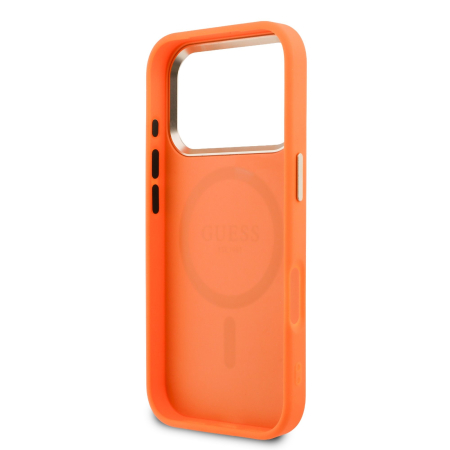 Husa iPhone 17 Pro, Guess PU Perforated 4G Logo MagSafe, Orange [5]
