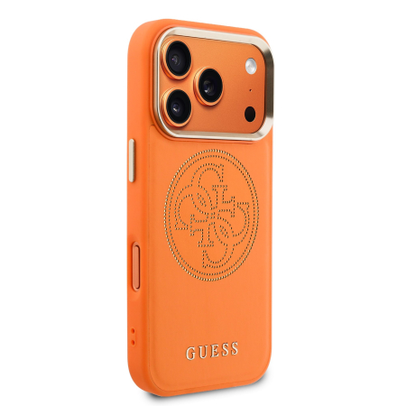Husa iPhone 17 Pro, Guess PU Perforated 4G Logo MagSafe, Orange [3]