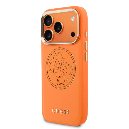 Husa iPhone 17 Pro Max, Guess PU Perforated 4G Logo MagSafe, Orange [2]