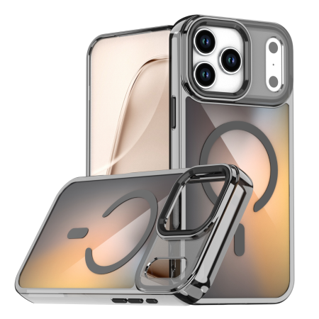 IPHONE 17 PRO - Husa iPhone 17 Pro, Hard PC MagSafe, ShockProof, Colorful Gradient, Titan Black Orange