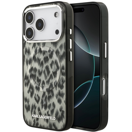 IPHONE 17 PRO - Husa iPhone 17 Pro, Karl Lagerfeld IML Leopard MagSafe, Brown