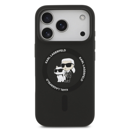 Husa iPhone 17 Pro, Karl Lagerfeld Liquid Silicone Karl and Choupette MagSafe, Black [1]
