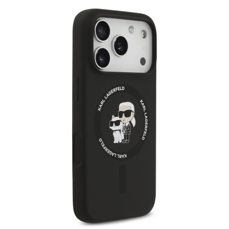 Husa iPhone 17 Pro Max, Karl Lagerfeld Liquid Silicone Karl and Choupette MagSafe, Black [3]