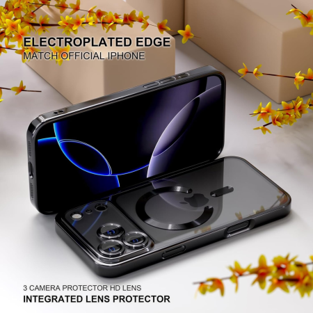 Husa iPhone 17 Pro, Luxury MagSafe, Anti-Shock cu Protectie Lentile Camera, Black [5]