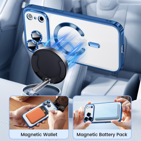 Husa iPhone 17 Pro, Luxury MagSafe Anti-Shock cu Protectie Lentile Camera, Blue [7]