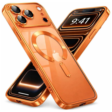 Husa iPhone 17 Pro Max, Luxury MagSafe Anti-Shock cu Protectie Lentile Camera, Cosmic Orange [10]