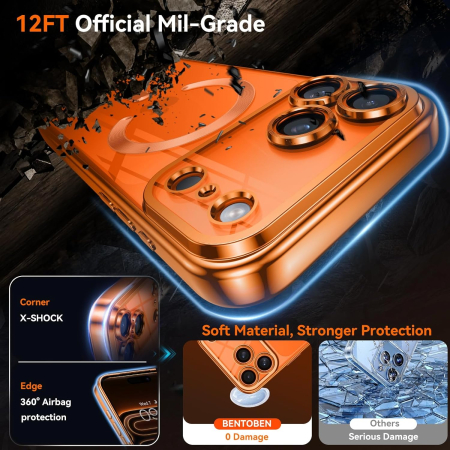 Husa iPhone 17 Pro, Luxury MagSafe Anti-Shock cu Protectie Lentile Camera, Cosmic Orange [5]