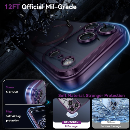 Husa iPhone 17 Pro, Luxury MagSafe cu Protectie Lentile Camera si Anti-Shock, Deep Purple [4]