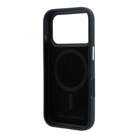 Husa iPhone 17 Pro Max/ 18 Pro Max, Karl Lagerfeld PU Grained Semi Wrap K&CH Heads Magsafe Black [5]