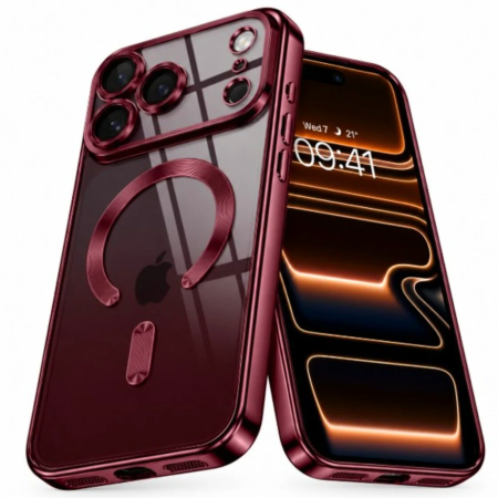 IPHONE 17 PRO MAX - Husa iPhone 17 Pro Max / 18 Pro Max, Luxury MagSafe Anti-Shock cu Protectie Lentile Camera, Burgundy