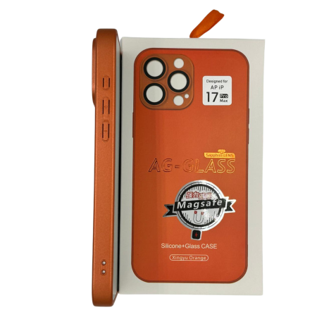 Husa iPhone 17 Pro Max, AG Glass MagSafe, Sticla si Silicon cu Protectie Lentile Camera, Orange - Mat [8]