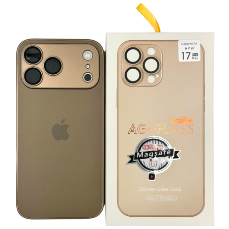 Husa iPhone 17 Pro Max, AG Glass MagSafe, Sticla si Silicon cu Protectie Lentile Camera, Titan Gold - Mat [7]