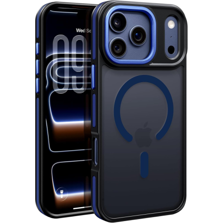 IPHONE 17 PRO MAX - Husa iPhone 17 Pro Max, Anti-Slip Shockproof, Military-Grade Protection, MagSafe, Deep Blue - Black