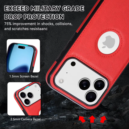 Husa iPhone 16E/ 17E, Business din Piele, Red [4]