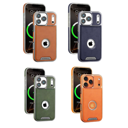 Husa iPhone 17 Pro Max, Business PU Leather MagSafe Plating Soft Frame Shockproof, Deep Blue [3]