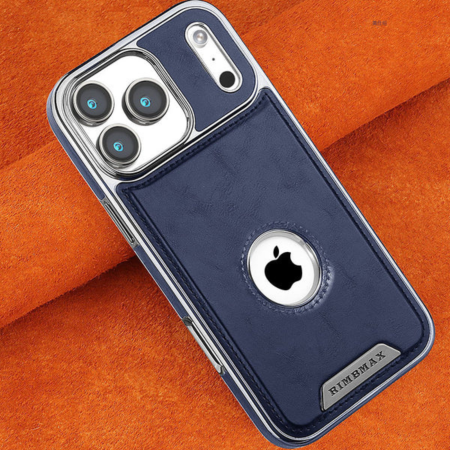 Husa iPhone 17 Pro Max, Business PU Leather MagSafe Plating Soft Frame Shockproof, Deep Blue [1]